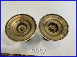 Pair of Vintage Chinese Heavy Brass Candlesticks, 6 1/2 Tall, 4 1/2 D (Bottom)