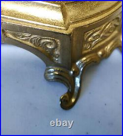Pair of Vintage Italian Brevettato Brass, Bronze & Burgundy 5-Arm Candelabras
