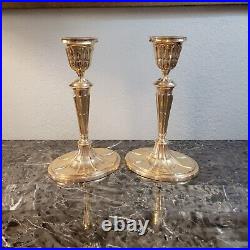 Pair of Vintage Mid-Century Mottahedeh Regency Style Brass 10 Candle Holders