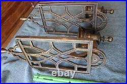 Pair of Vintage Wall mounted candle holder sconces Brass XL Art Deco window 20