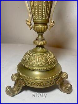 Pair of antique ornate 1800s solid gilt brass Victorian candelabra candle holder