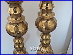 Pair pr Brass Bronze 40 tall ALTAR Church CANDLE STICK HOLDERS 9 lbs each vtg