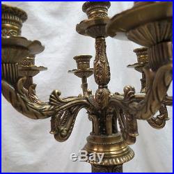 Pair vintage brass CANDELABRA / candle holders / 6 arms 27 tall roman design nr