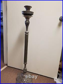 Parlor floor pillar Victorian candle holder brass with a pewter finish about 42