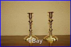 Petal based brass candlesticks George II c. 1745