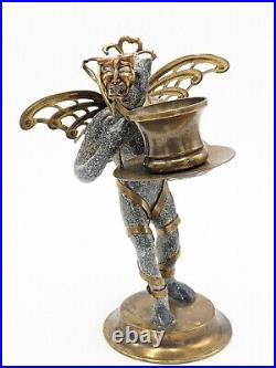 Petite Choses Winged Flying Monkey Candle Holders Pewter Brass Comedy & Tragedy