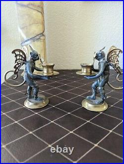 Petite Choses candle holder pair Comedy Tragedy winged Monkeys