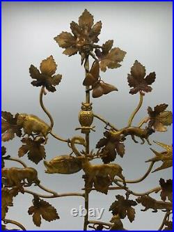 Petites Choses Dresden Brass Tree Of Life Candle Holder Animals 16 1/2 Tall