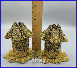 Plique a Jour Filigree Brass Fairy Lamp Tealight Candle Lamps Holder Fancy Video