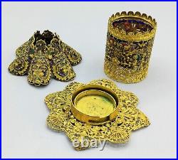 Plique a Jour Filigree Brass Fairy Lamp Tealight Candle Lamps Holder Fancy Video