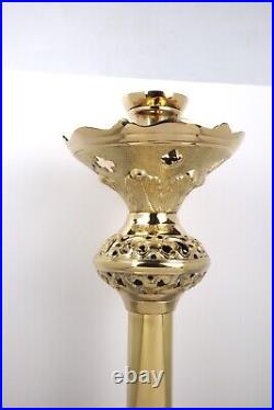 Polished Brass Ornate 1-2 Inch Socket Candle Holder Altar Candlestick 25 In