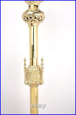 Polished Brass Ornate 1-2 Inch Socket Candle Holder Altar Candlestick 25 In