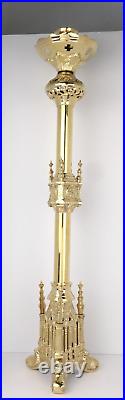 Polished Brass Ornate 1-2 Inch Socket Candle Holder Altar Candlestick 25 In