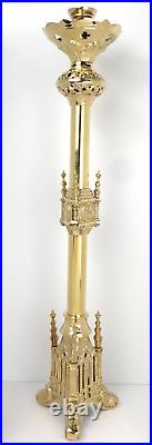 Polished Brass Ornate 1-2 Inch Socket Candle Holder Altar Candlestick 25 In