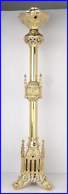 Polished Brass Ornate 1-2 Inch Socket Candle Holder Altar Candlestick 25 In