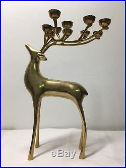 Pottery Barn Brass Deer Candle Holder Reindeer Candelabra Christmas Decoration
