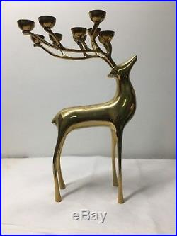 Pottery Barn Brass Deer Candle Holder Reindeer Candelabra Christmas Decoration
