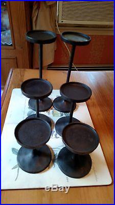 Pottery Barn Candle Holder Hammered Iron Brass Set of Six