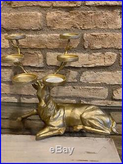 Pottery Barn Reindeer Multi Votive Candle Holder Sitting Deer Brass Gold Stag