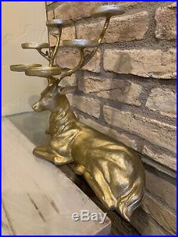Pottery Barn Reindeer Multi Votive Candle Holder Sitting Deer Brass Gold Stag