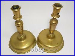 RARE Antique 17th / 18th Century SET OF 2 Brass Bell Shaped SPANISH CANDLESTICKS