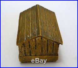 RARE Antique Boston Terrier Bulldog In Dog House Candle Holder Brass/Bronze Box