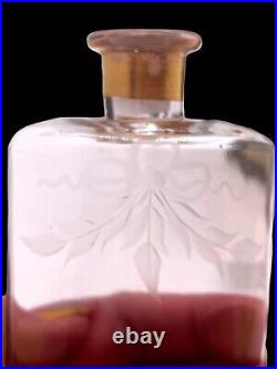 RARE Empire Art 1920's Triple Etched Perfume Bottles Metal Etched Jeweled Holder
