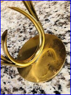 RARE Mid Century Gunnar Ander Ystad Brass Amethyst Glass Sweden Candlestick 60s