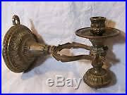 RARE Pair Eastlake Victorian Nautical Sconces/Ornate/Antique Brass Candle Holder