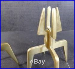 RARE Pair Vtg Brass Quad-Leg Form Candlestick Candle Holder Mid Century Modern