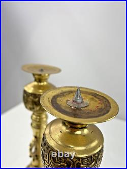RARE Pair of Vintage Brass Asian Candle Candlestick Holder