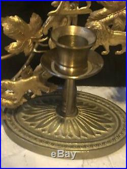 RARE Vintage DRESDEN Brass TREE OF LIFE Antique HOLIDAY CANDLE Animals LEAVES