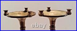 RARE Vtg BRASS CANDLE HOLDERS RAZED DRAGON DESIGN All AROUND SET/2 COLLECTIBLE