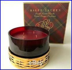 Ralph Lauren HOLIDAY 4 Wick 42 OZ- 1190 ge Grand Scented Candle Brass Holder