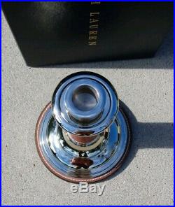 Ralph Lauren Harrington Adjustable Silver Plated Brass/Leather Candlestick NIB