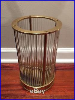 Ralph Lauren Home Allen Medium Hurricane Pillar Candle Holder Brass Crystal Rod