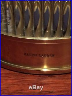 Ralph Lauren Home Allen Medium Hurricane Pillar Candle Holder Brass Crystal Rod