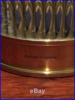 Ralph Lauren Home Allen Natural Brass Crystal Hurricane Candle Pillar Holder