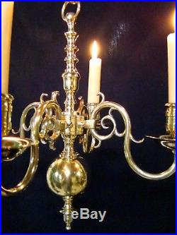 Rare Antique Small Dutch Bronze not Brass Chandelier 1800's. 4 arms for Candles
