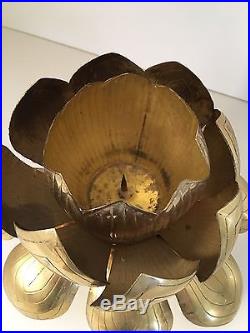 Rare Brass Lotus Vintage Mid Century Feldman Eames Lamp Candle Light Holder