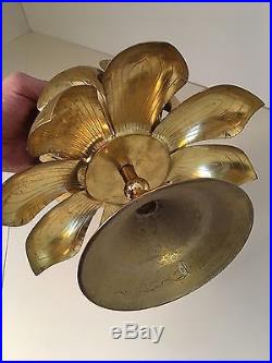 Rare Brass Lotus Vintage Mid Century Feldman Eames Lamp Candle Light Holder
