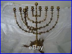 Rare Judaic/judaica Brass Menorah/candle Holder For Hanukkah, 18 X 11 X 22(h)
