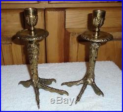 Rare MAITLAND-SMITH Hand Made Solid Brass Bird Claw 8 Candle Stick Holders