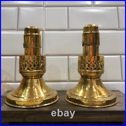 Rare Vintage Brass Mason Candlelight Co. Candlestick Holders & Heavy Amber Glass