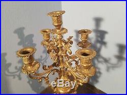 Rare Vintage Brass Ornate 5 Light Candelabra with Finial 20 Tall and Heavy