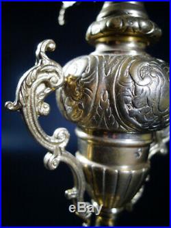 Rare Vintage Embossed 27 Tall Brass Ornate 5 Light Candelabra Baroque Style