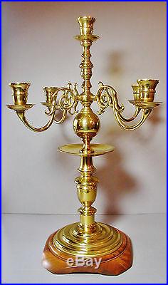 Rare Viriginia Metalcrafters Solid Brass 5 Candle Candelabra