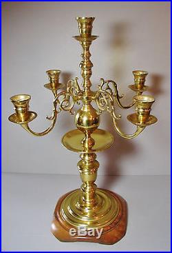 Rare Viriginia Metalcrafters Solid Brass 5 Candle Candelabra
