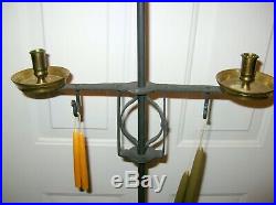 Rare Williamsburg Dean Forge Handmade Brass And Iron Floor Candle Stand
