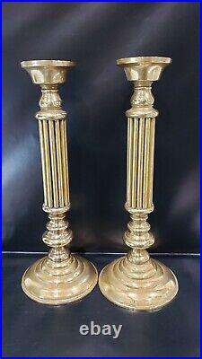 Rare pair of antique brass candlesticks candle holders